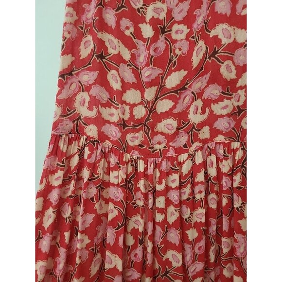 Spell & The Gypsy Red Coral Delirium Tiered Maxi Dress Sleeveless Small - Picture 6 of 10